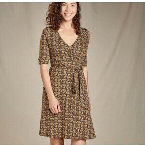 Toad & Co women Organic Cotton Blend Cue Wrap Dress In Buffalo Floral Size small